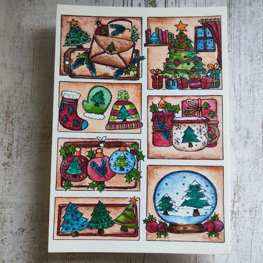 Affiche A5 Moodboard Hiver Fête Noël Arbre Sapin Cosy