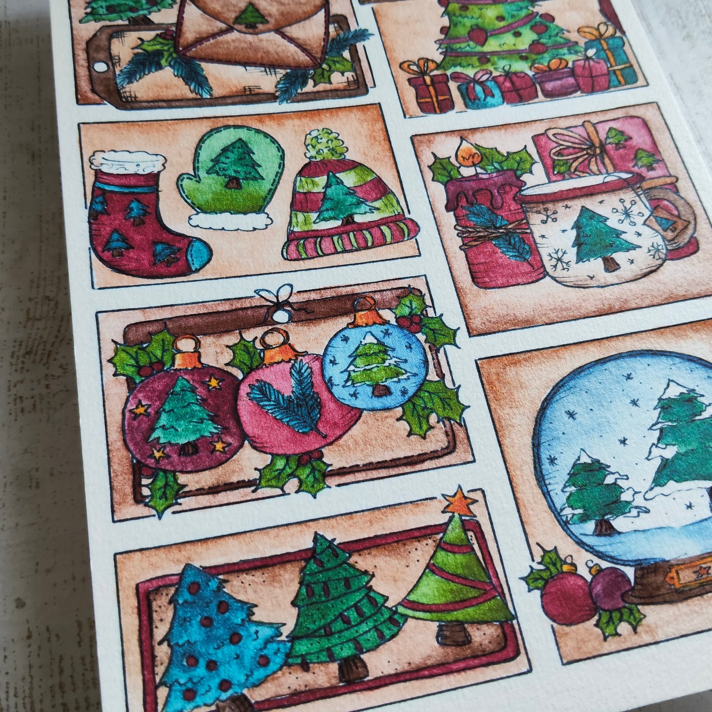 Affiche A5 Moodboard Hiver Fête Noël Arbre Sapin Cosy