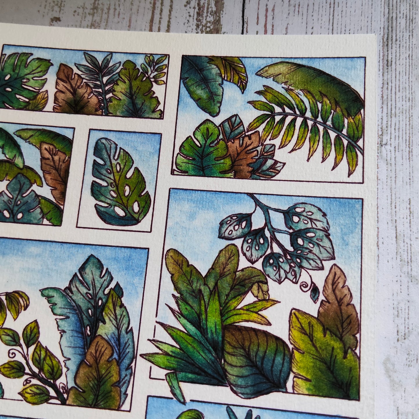 Affiche A5 Feuillages Tropicaux – Illustration Nature Verte, Jungle Douce, Impression Aquarelle