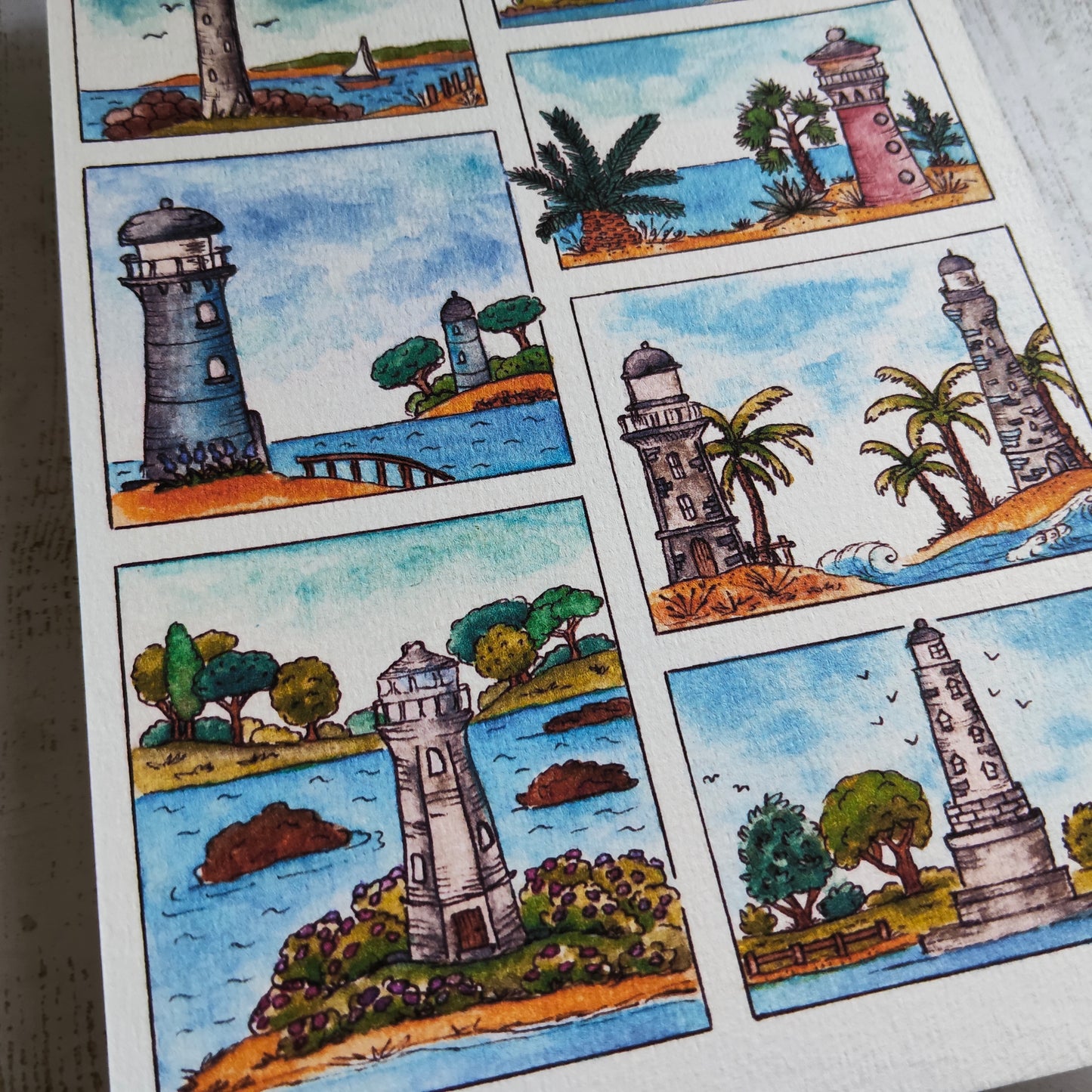 Affiche A5 Moodboard Phare – Paysage Marin Mer Bretagne