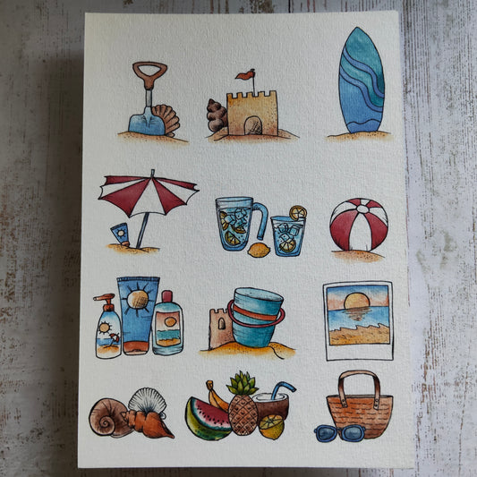 Affiche A5 Été – Plage, Sable & Jeux de Vacances