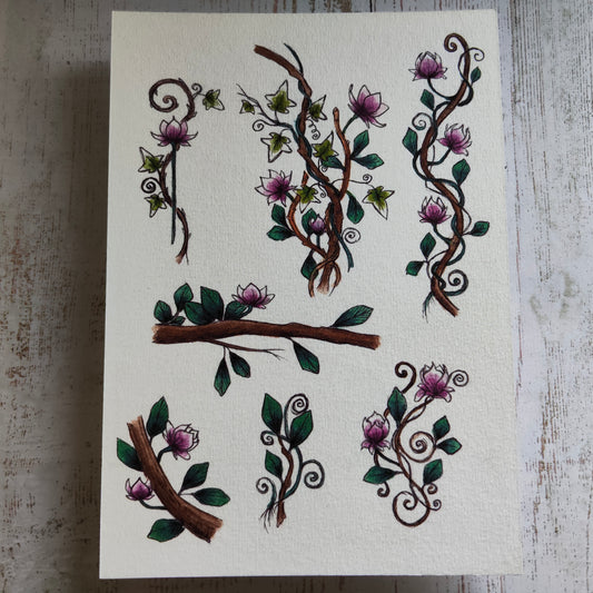 Affiche A5 – Lierre et Branche – Illustration florale Fleurs Magnolia