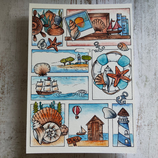 Affiche A5 Marin & Phare – Vacances en Bord de Mer