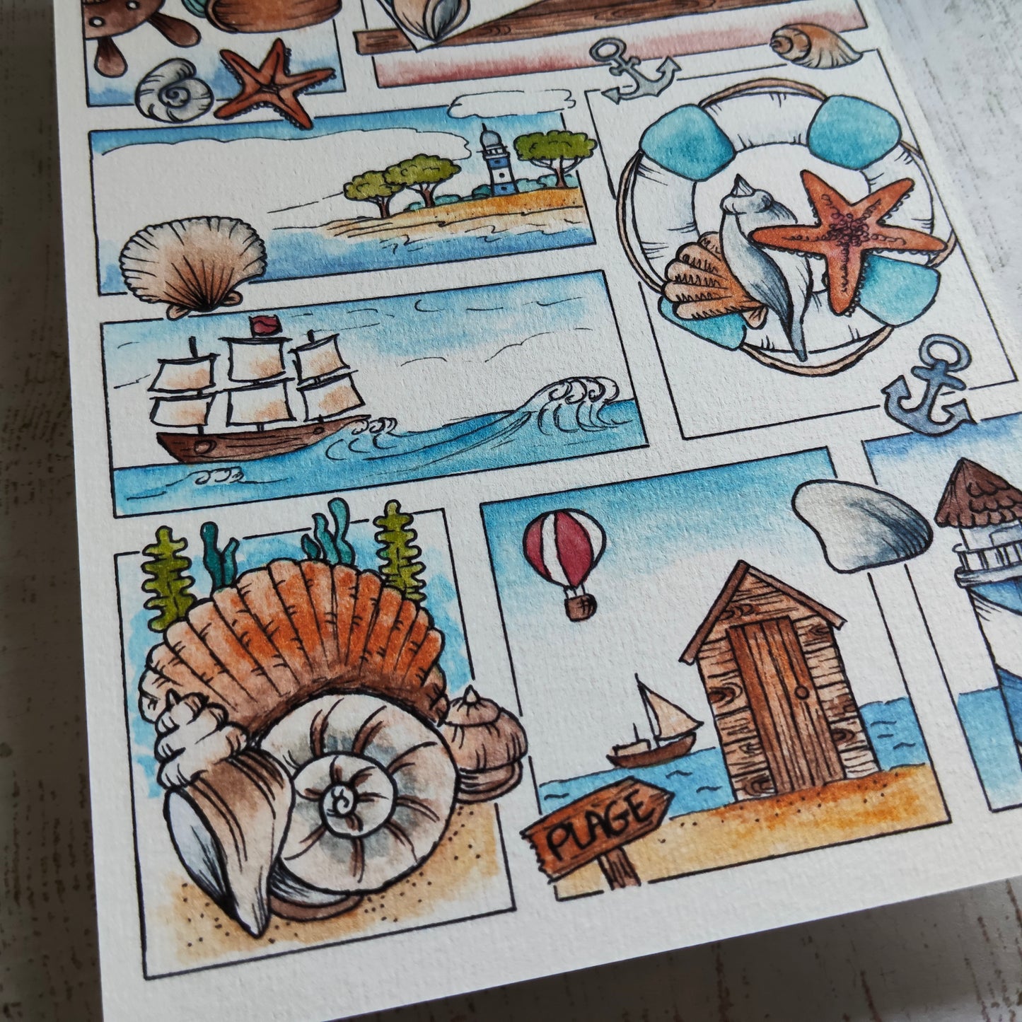 Affiche A5 Marin & Phare – Vacances en Bord de Mer