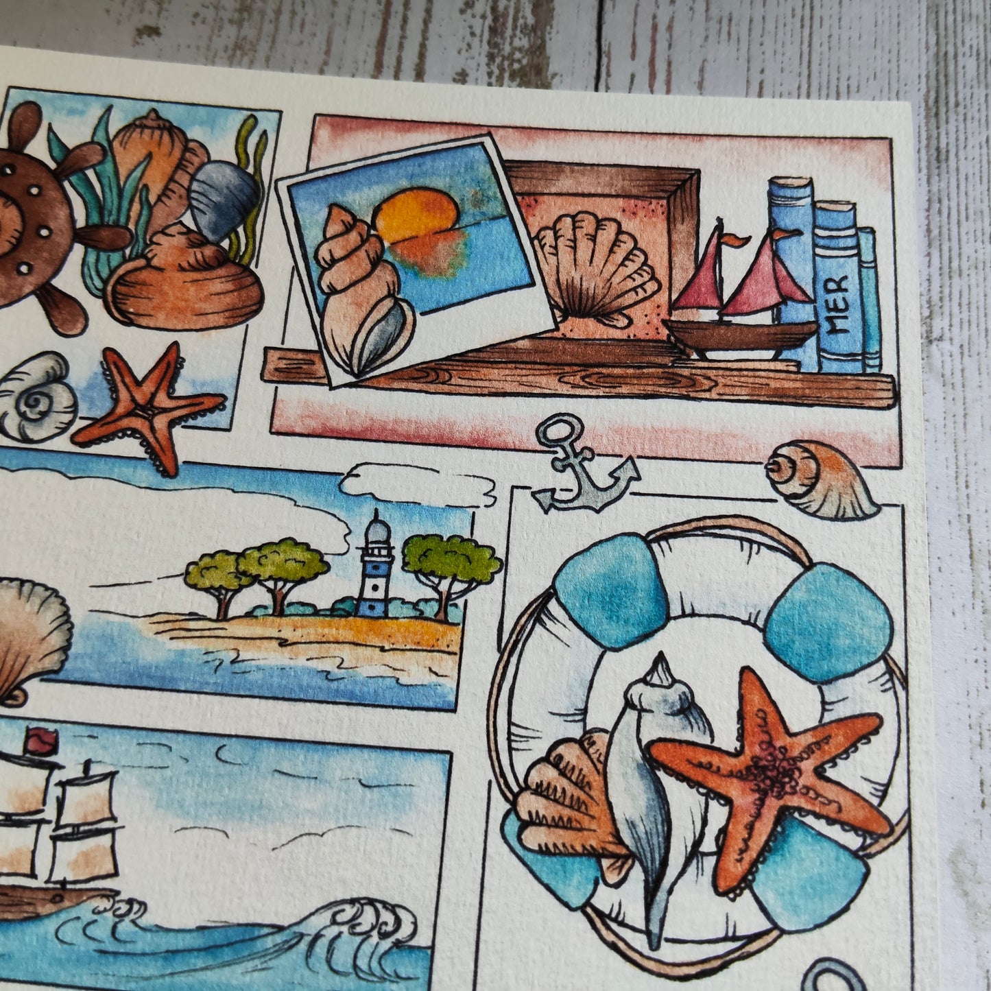 Affiche A5 Marin & Phare – Vacances en Bord de Mer
