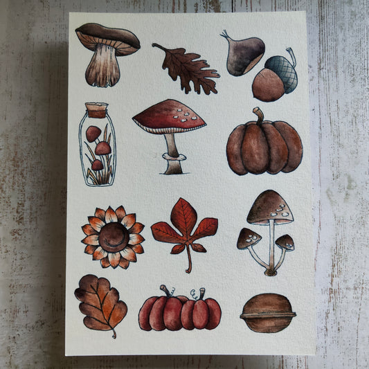 Affiche A5 Champignons & Feuilles – Collection Nature
