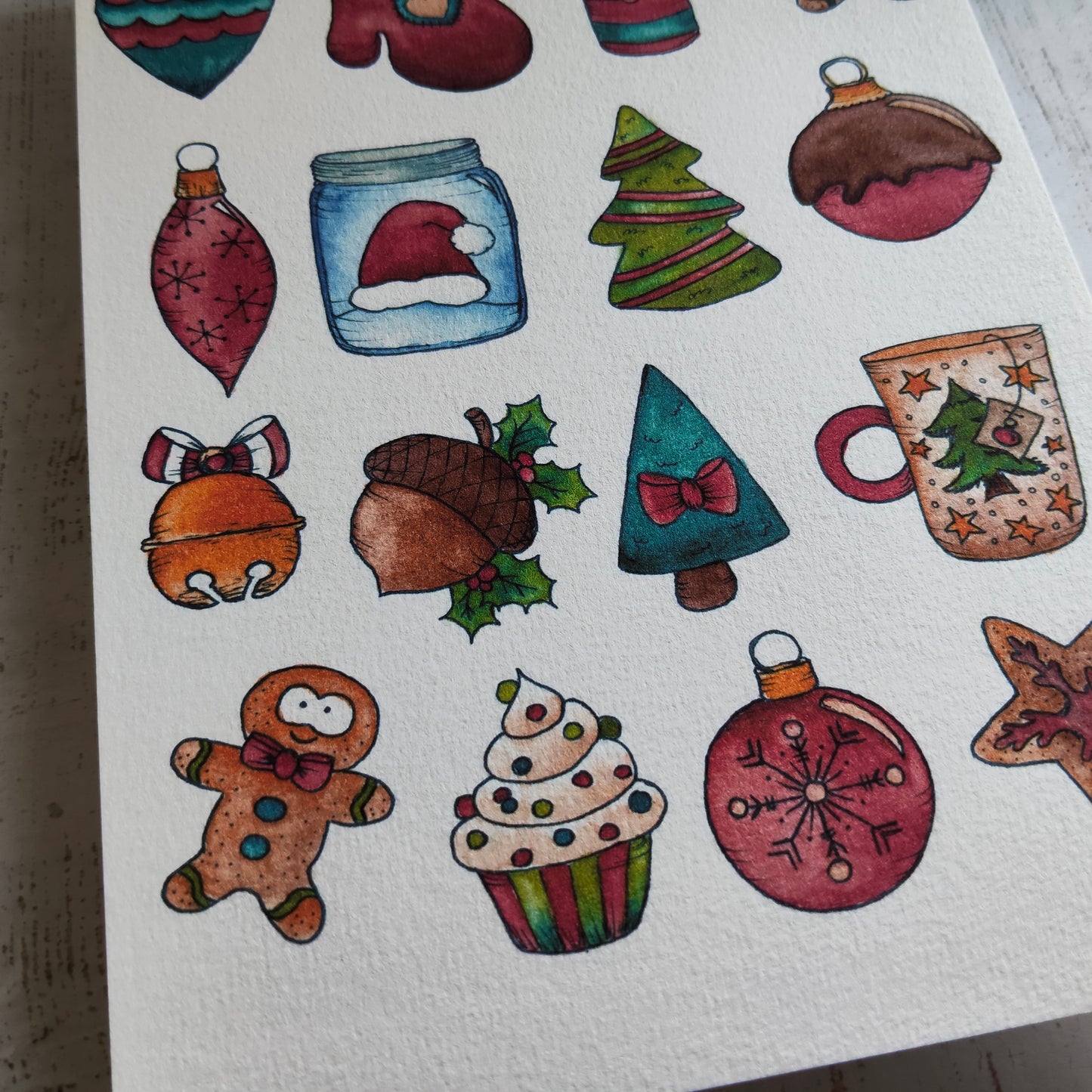 Affiche A5 Motifs de Noël Boule Sapin Pain d'épice Hiver