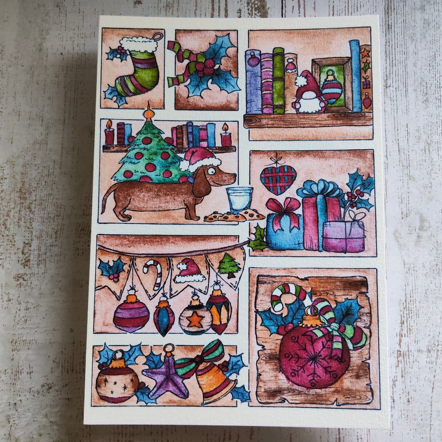 Affiche A5 Noël Ornement décoration maison Chien teckel