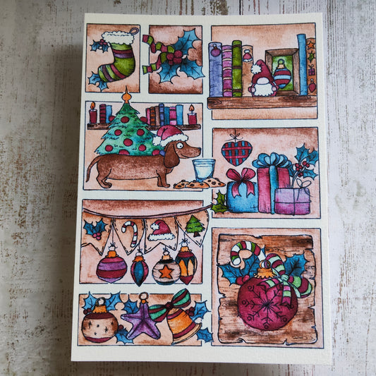 Affiche A5 Noël Ornement décoration maison Chien teckel