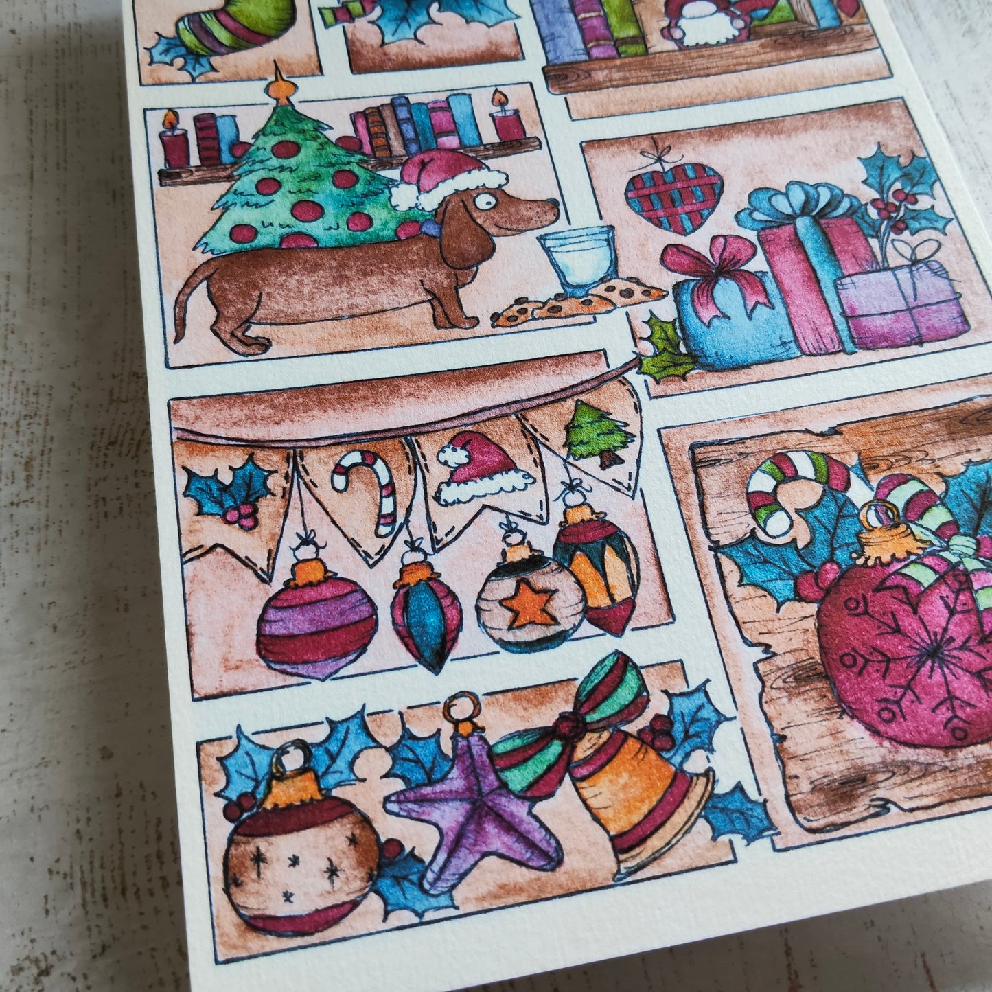 Affiche A5 Noël Ornement décoration maison Chien teckel