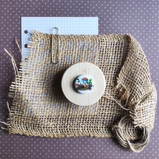 Badge Champignon et petit marron saison automne nature forêt