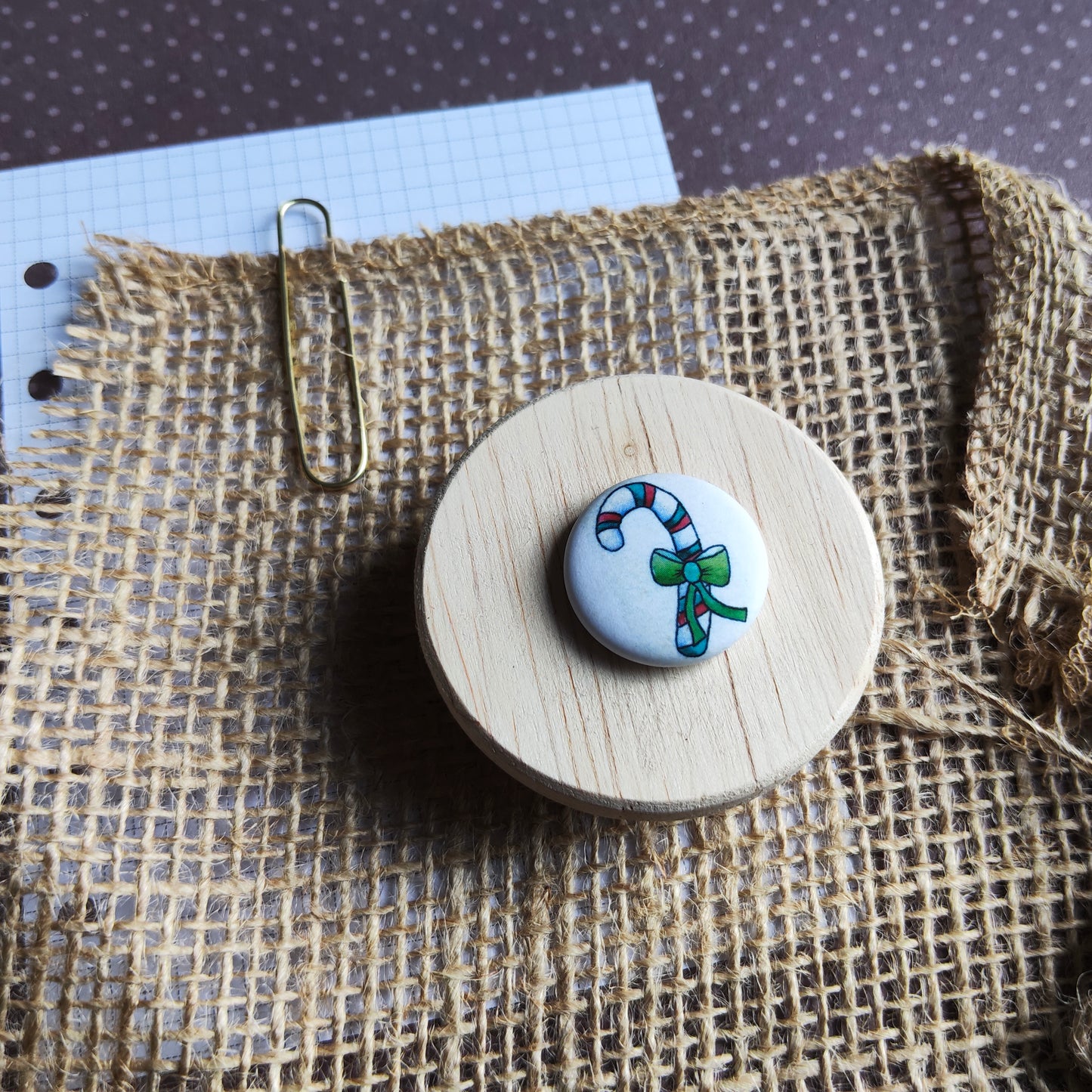 Badge Gourmandise Sucre D'orge Nœud Fête Noël