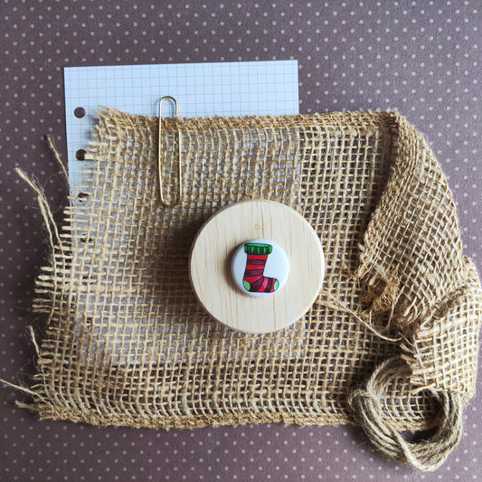 Badge Chaussette Accessoire Cheminer Noël Fête Hiver Décembre