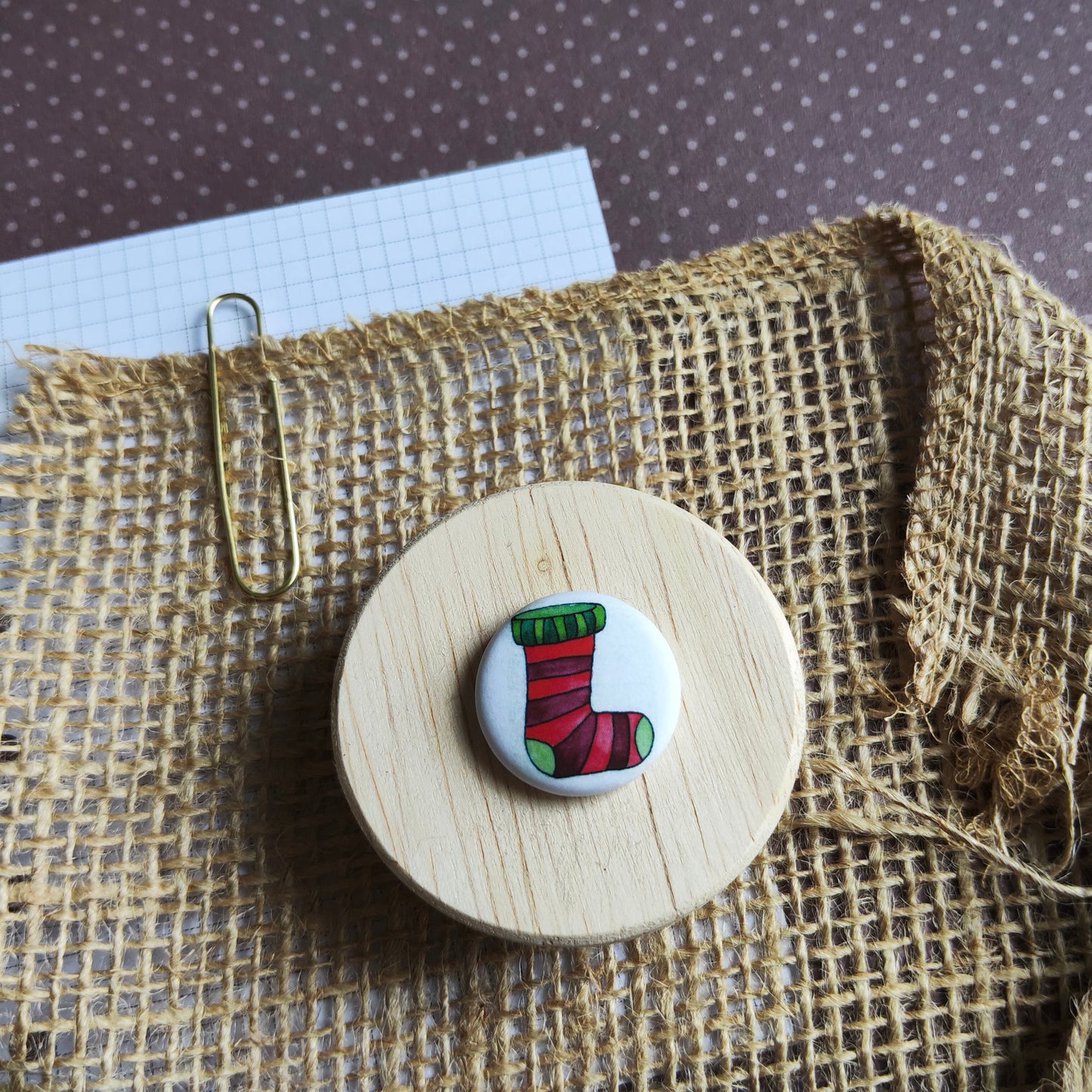 Badge Chaussette Accessoire Cheminer Noël Fête Hiver Décembre