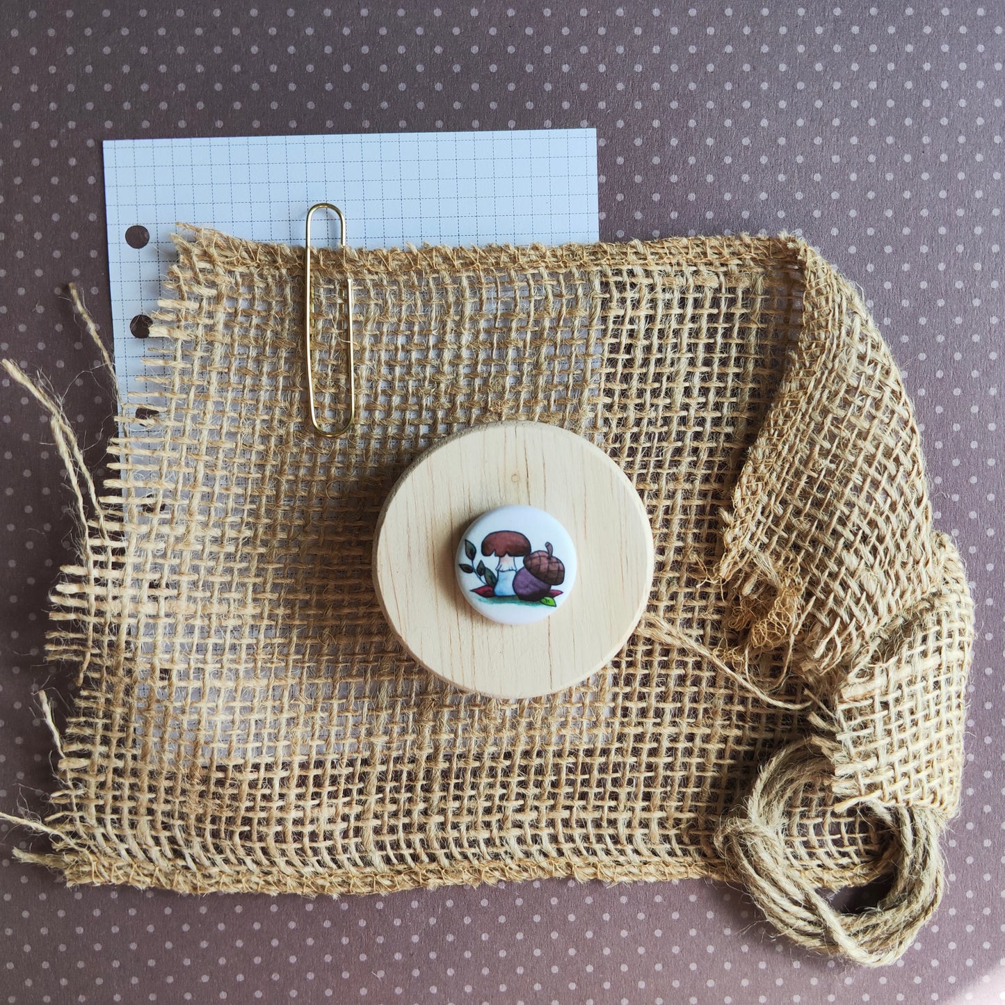 Badge Champignon et gland Saison Automne Déco mignon