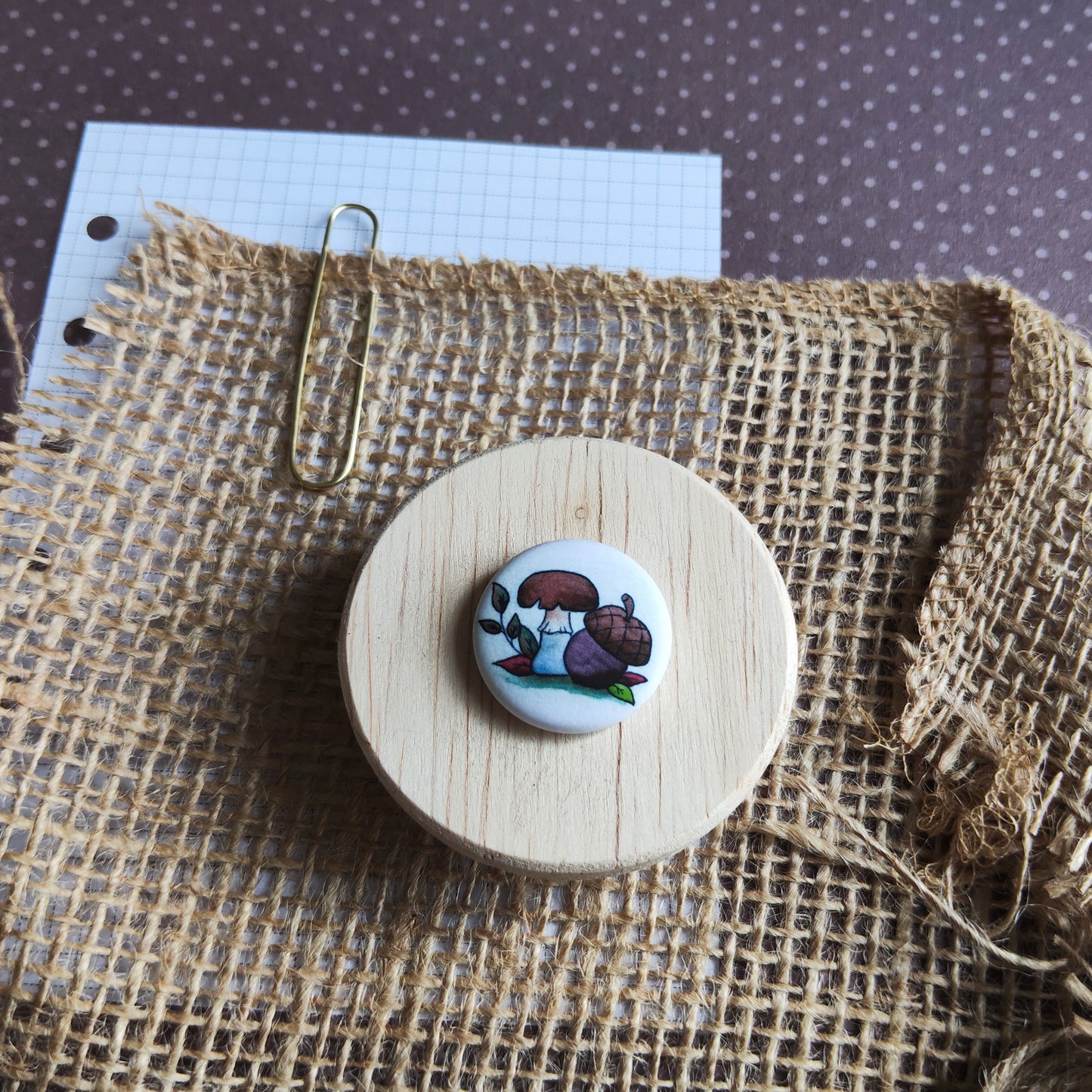 Badge Champignon et gland Saison Automne Déco mignon