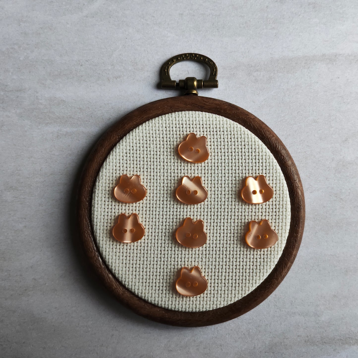 Boutons tête lapin orange pastel nacré Animal