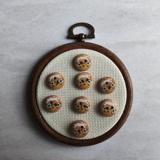 Boutons lapin et fleurs en bois rond