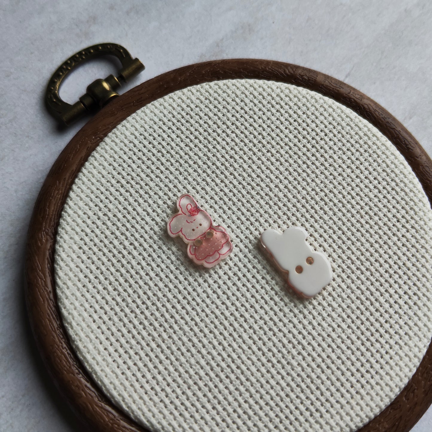Boutons lapin fille robe rose animal mignon