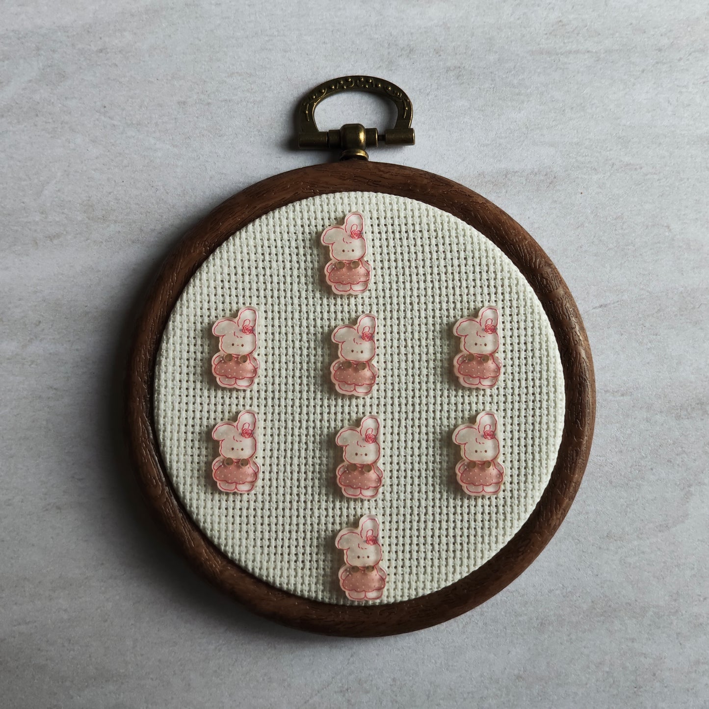 Boutons lapin fille robe rose animal mignon