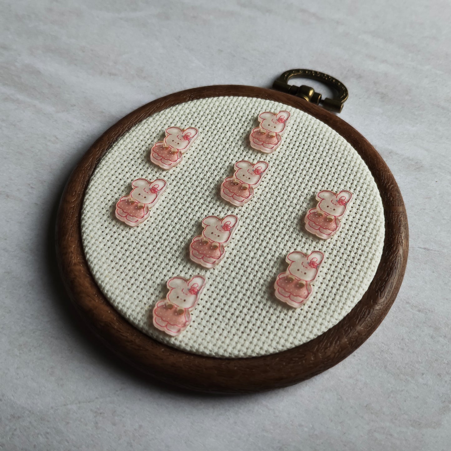 Boutons lapin fille robe rose animal mignon