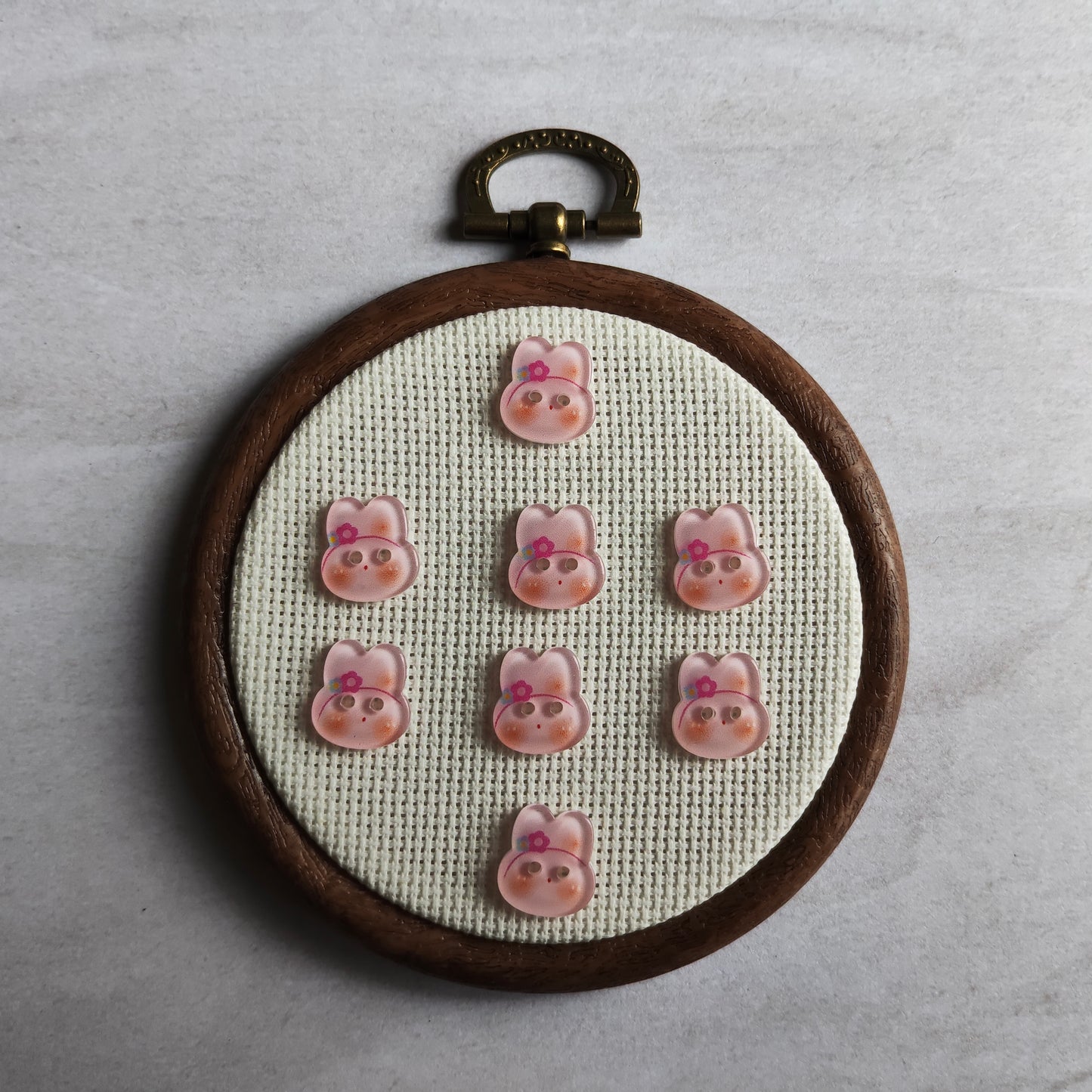 Boutons tête lapin rose fleur animal