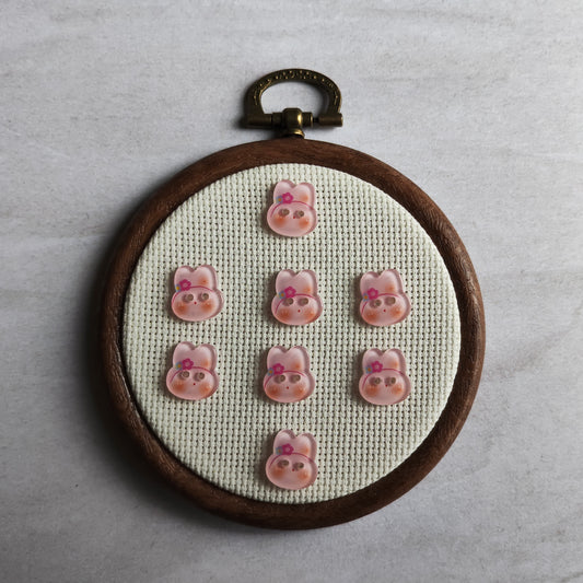 Boutons tête lapin rose fleur animal