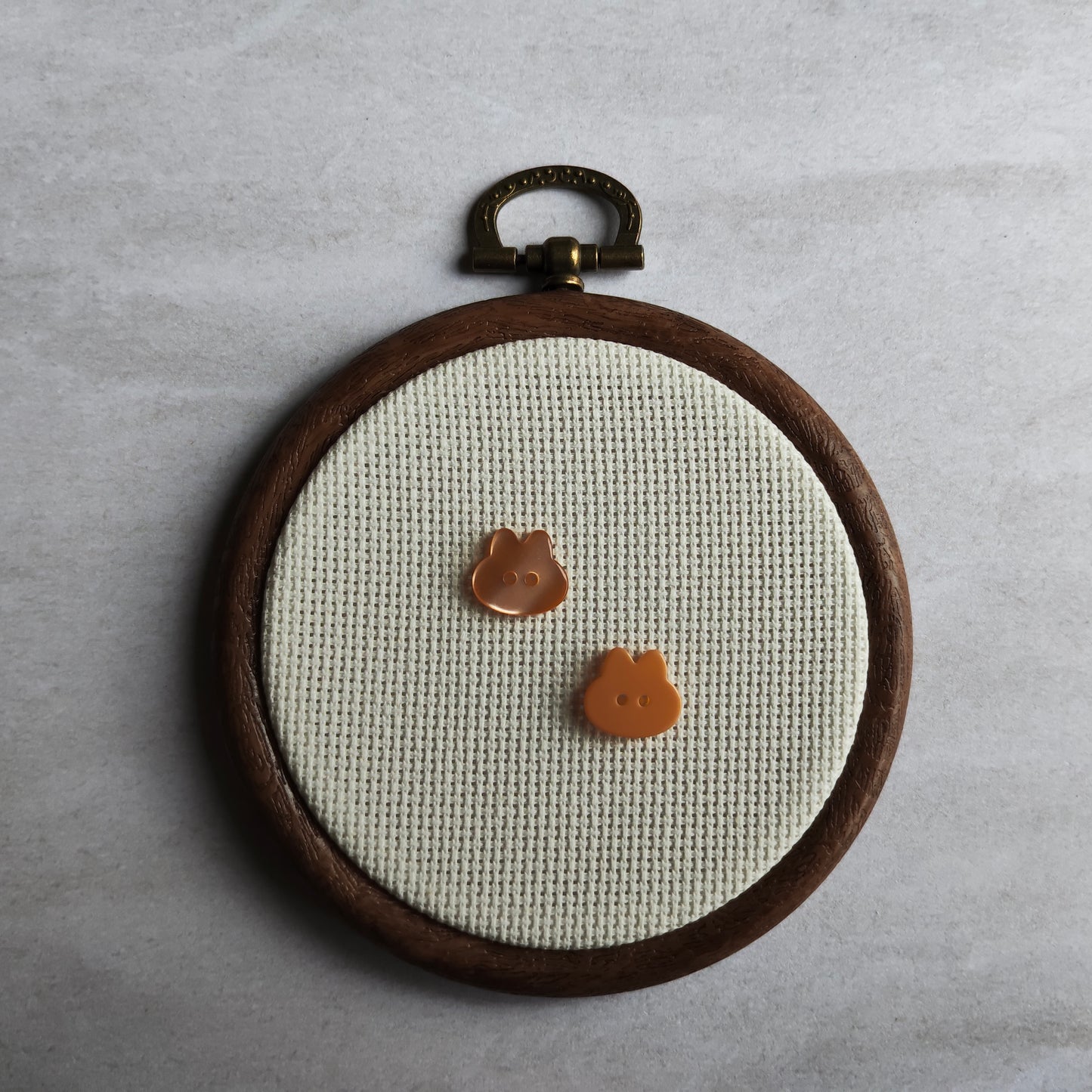 Boutons tête lapin orange pastel nacré Animal