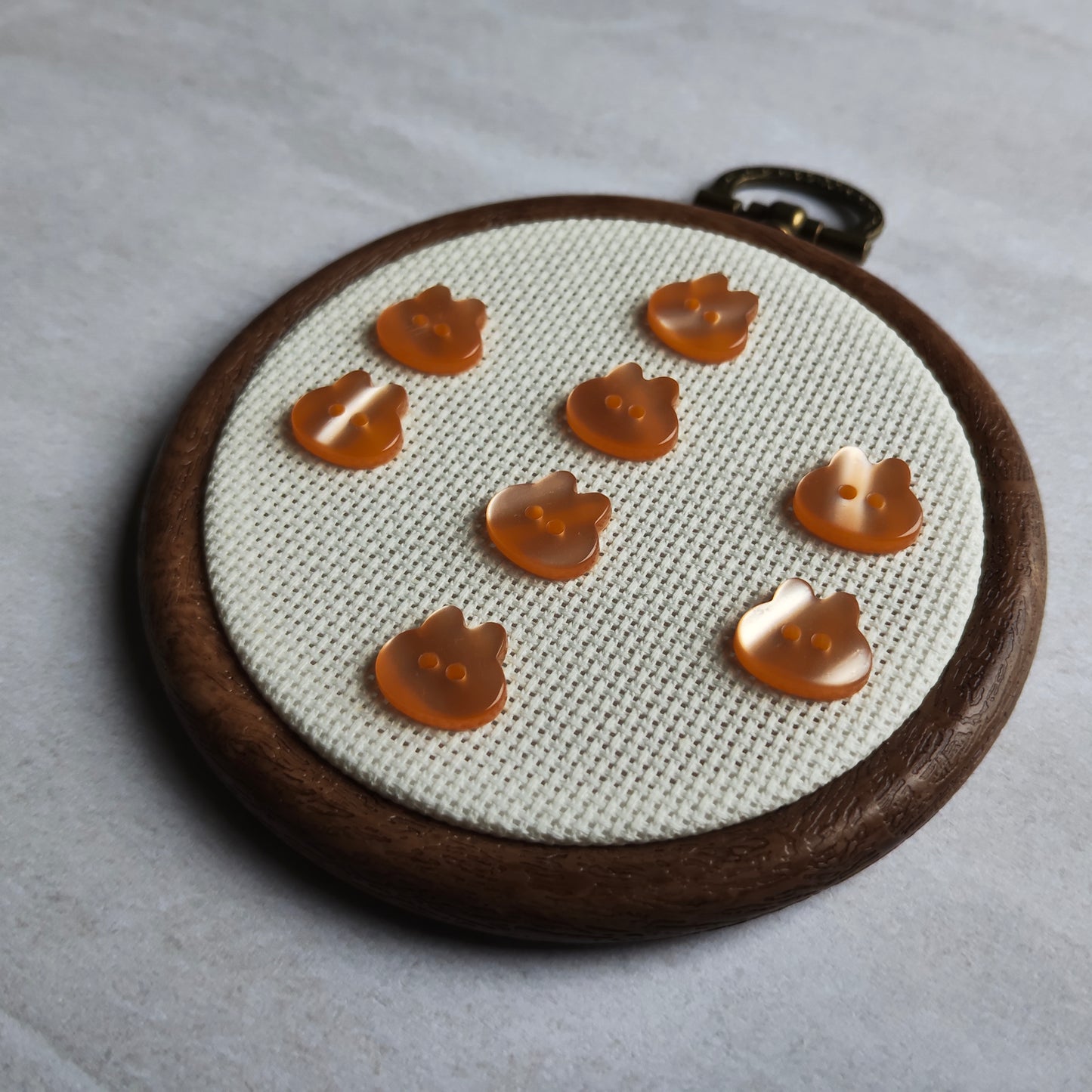 Boutons tête lapin orange pastel nacré Animal