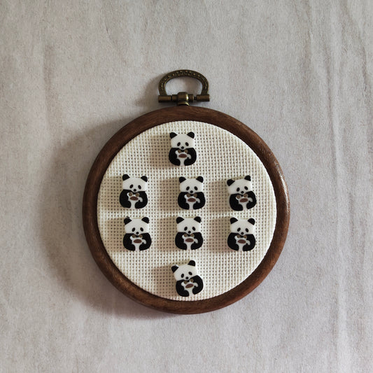 Boutons Panda animal Asie Tasse 8 pièces