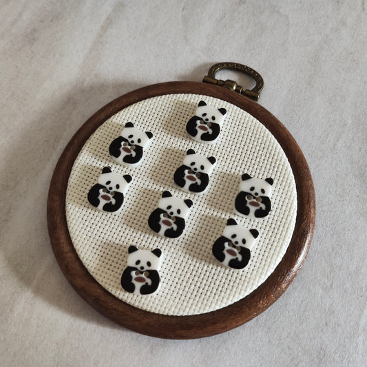 Boutons Panda animal Asie Tasse 8 pièces