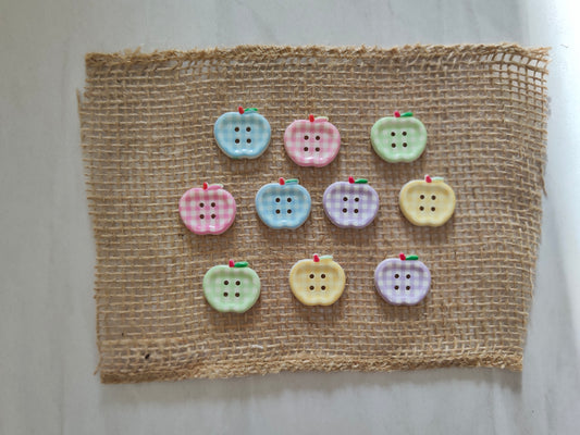 Boutons pomme multicolore carreaux vichy
