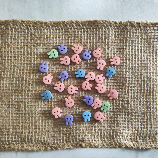 Boutons tête de lapin couleurs pastel