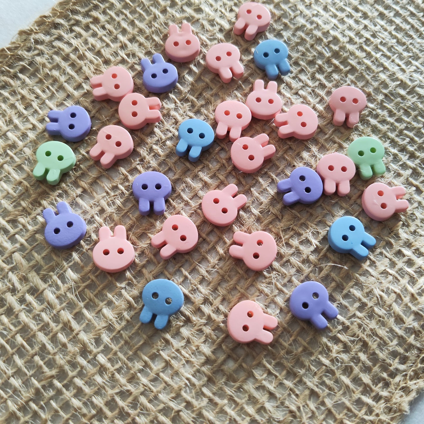 Boutons tête de lapin couleurs pastel