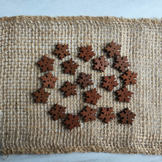 Boutons bois foncé flocon de neige hiver