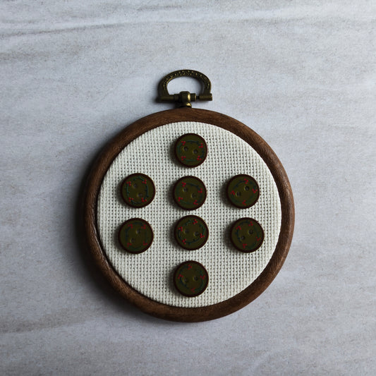 Boutons rond vert marron couronne baie