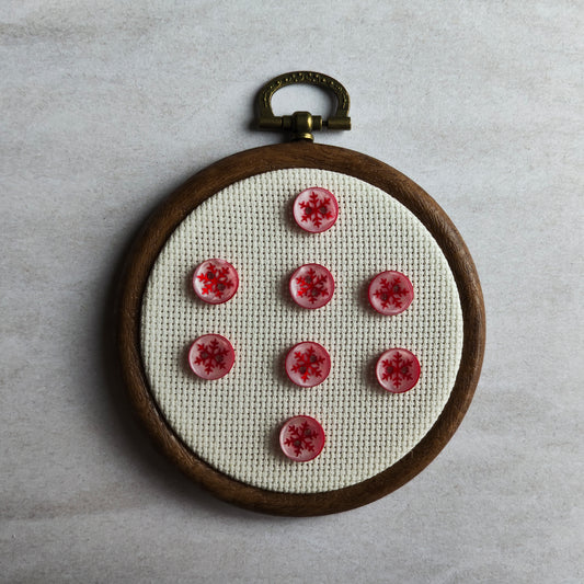 Boutons flocon de neige rond rouge blanc hiver