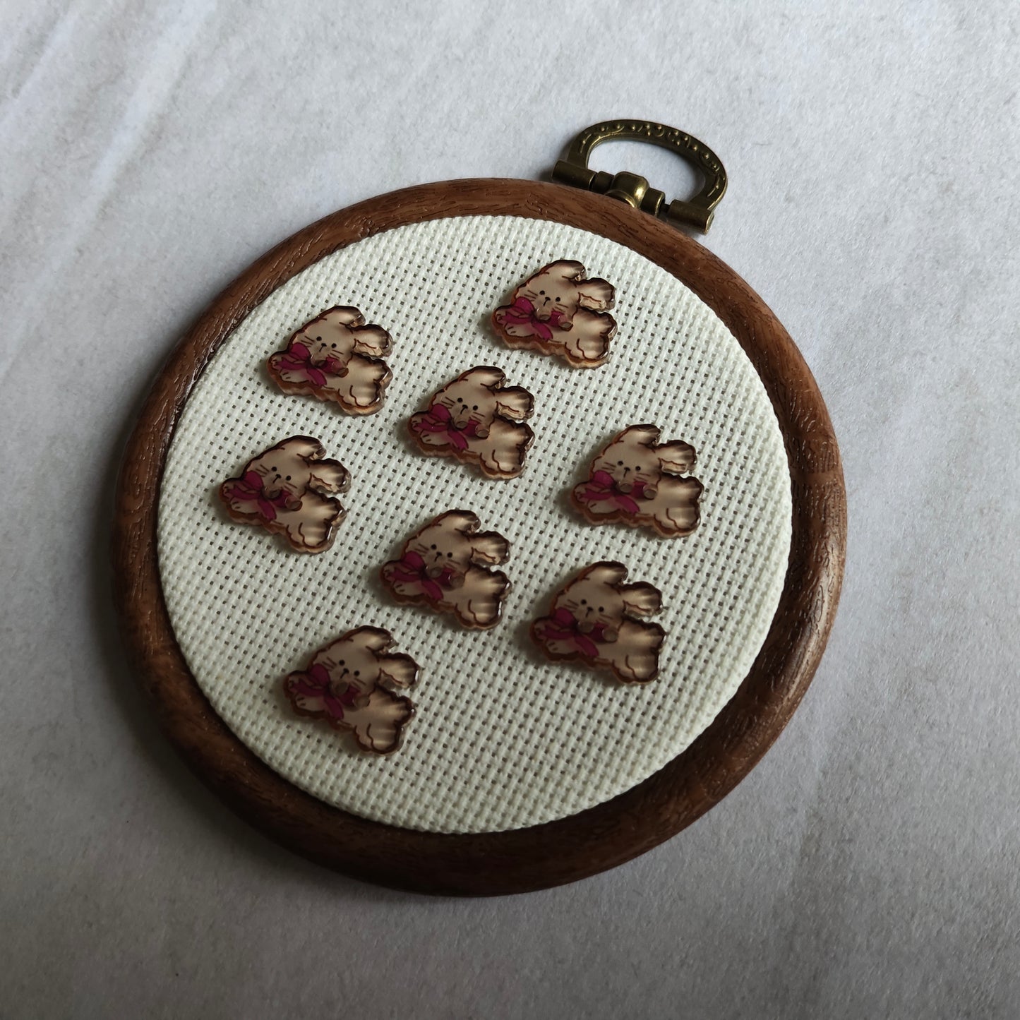 Boutons Lapin Marron nœud rouge Animal