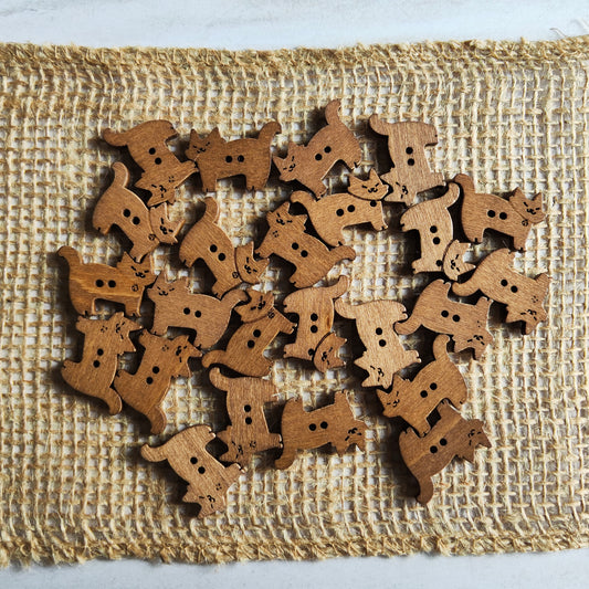 Boutons Chat marron animal en bois