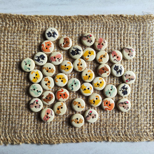 Boutons petit Chats mignon animal rond en bois