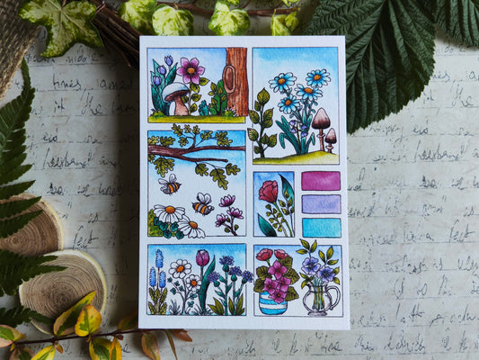 Carte Moodboard Fleurs Printanières – Couleurs Pastel et Nature