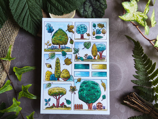 Carte Moodboard Arbres – Forêt, Feuilles et Teintes Végétales