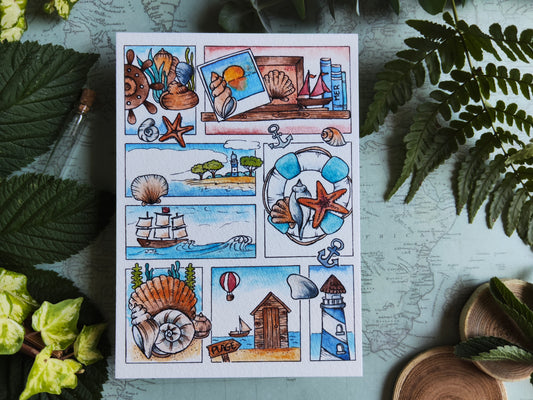 Carte Moodboard Marin – Saison d'Été en Bord de Mer