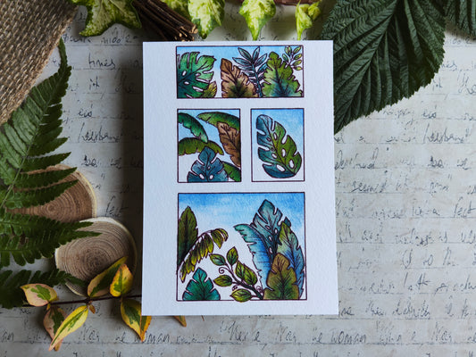 Carte Jungle Tropicale – Palmiers et Feuilles Vertes