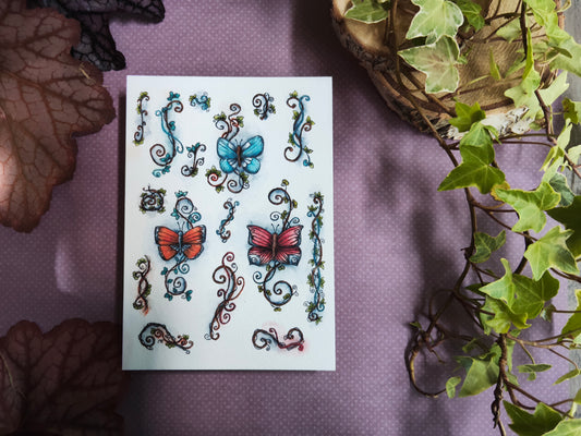 Carte Papillons et Arabesque – Aquarelle Animaux Enchantée