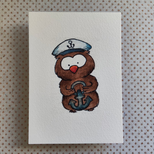 Carte Hibou Marin Rigolo – Illustration Animaux Marins