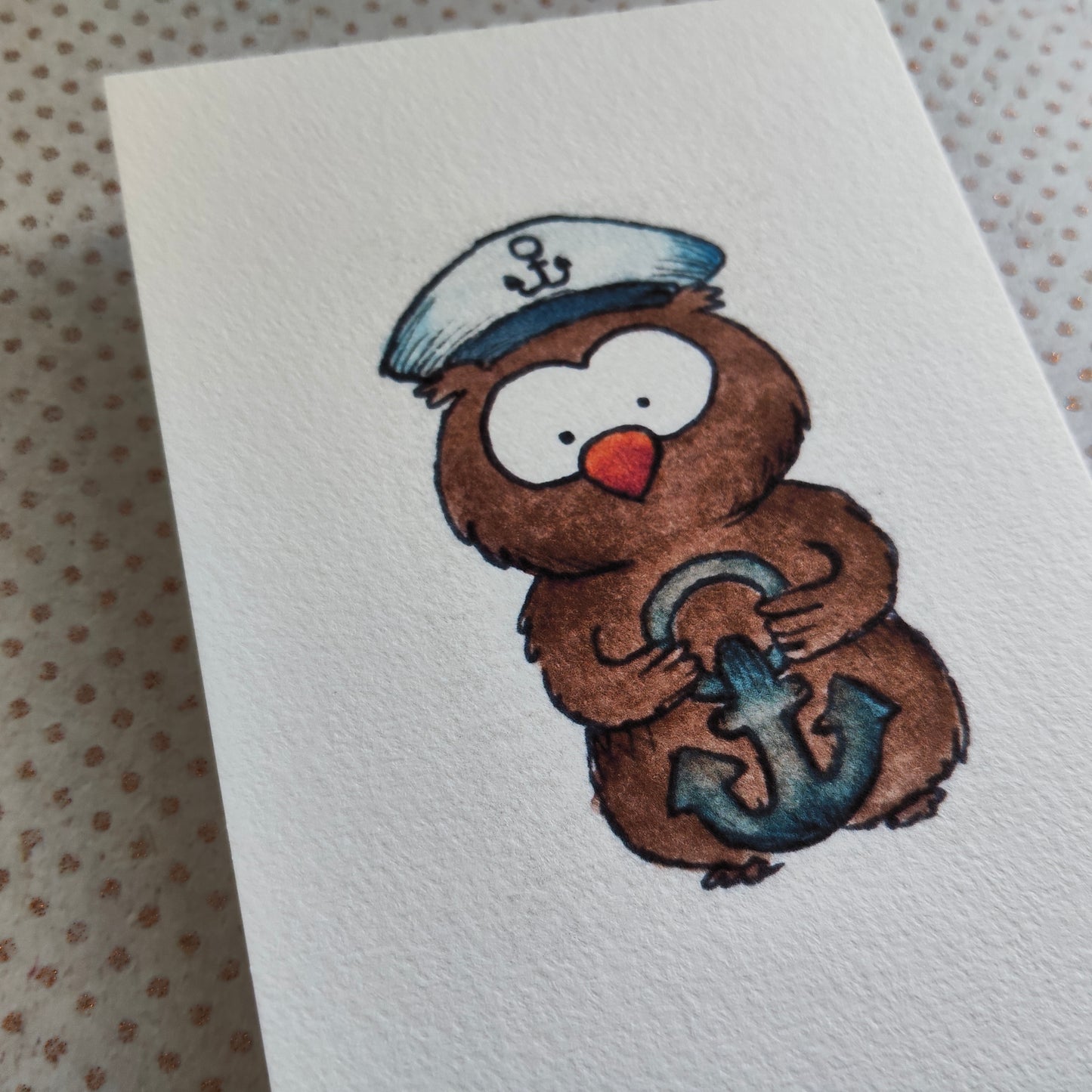 Carte Hibou Marin Rigolo – Illustration Animaux Marins