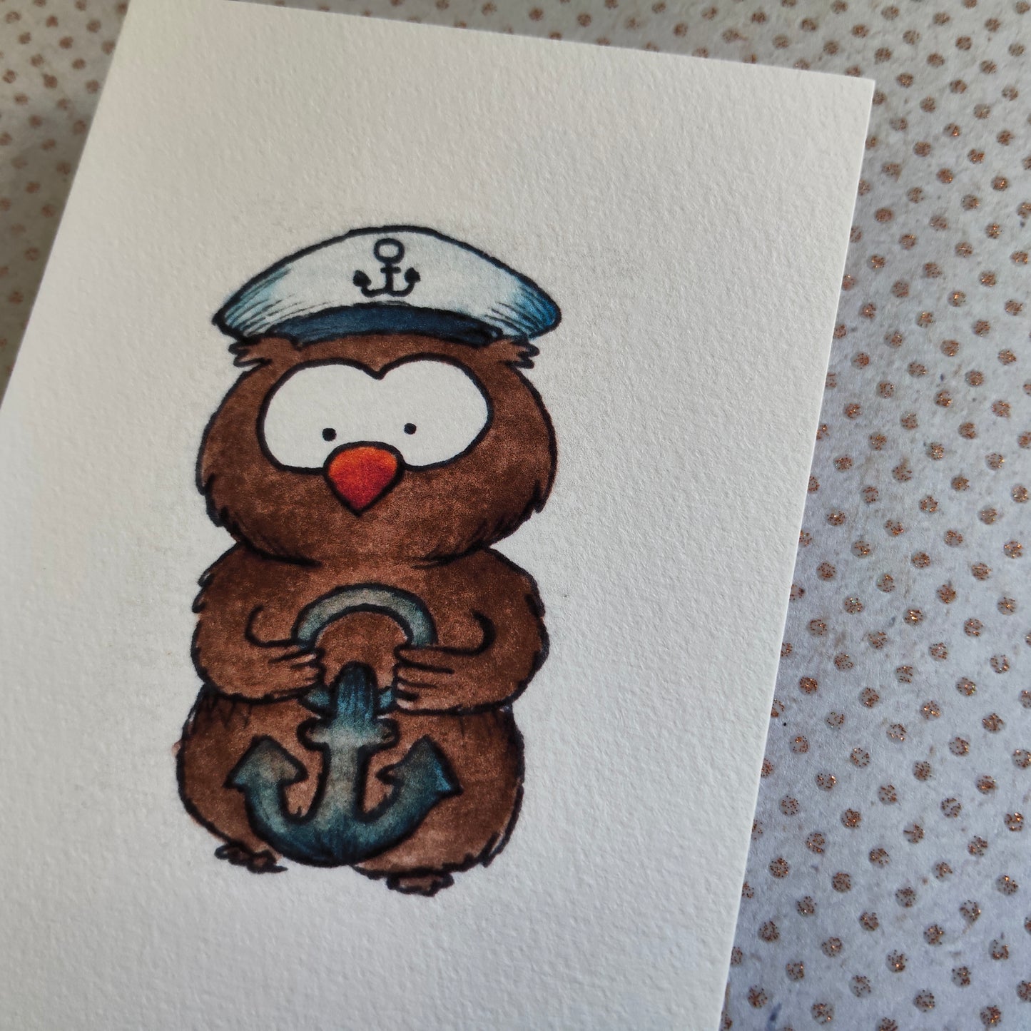 Carte Hibou Marin Rigolo – Illustration Animaux Marins