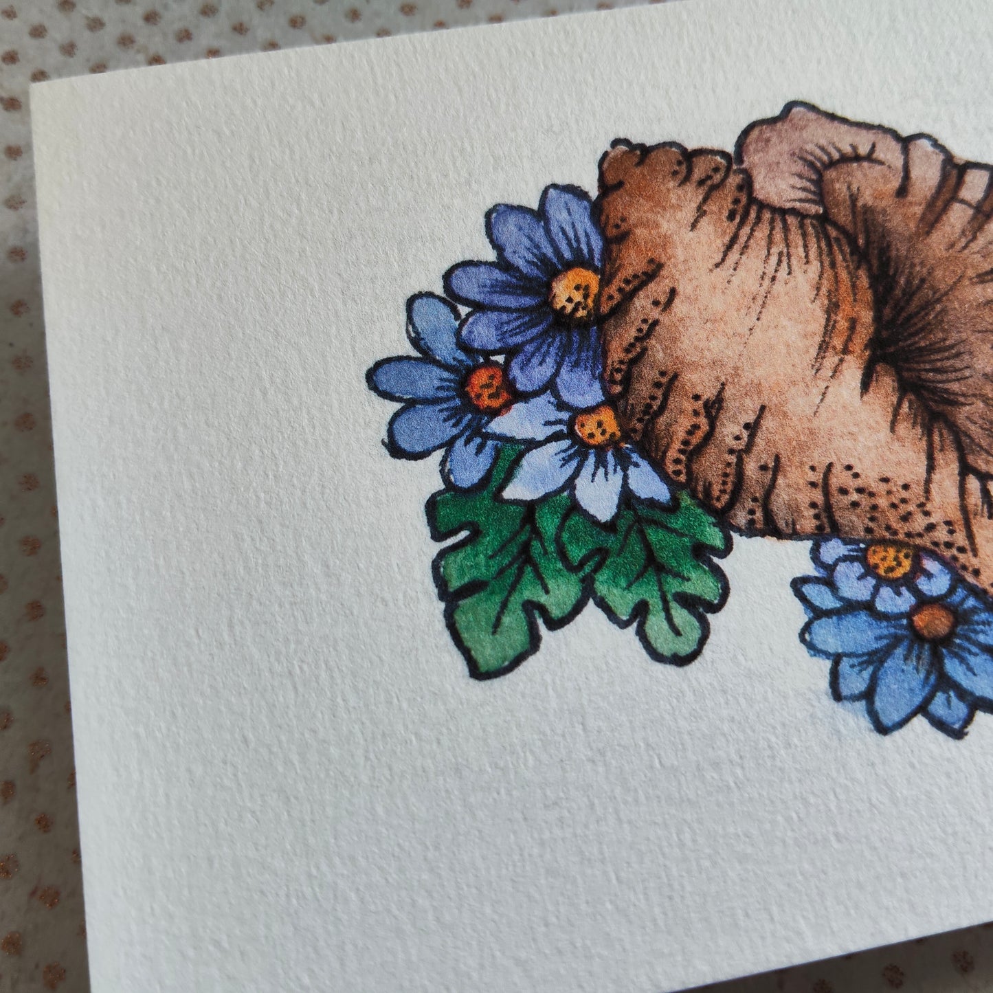 Carte Coquillage et Fleurs Bleues – Illustration Marine