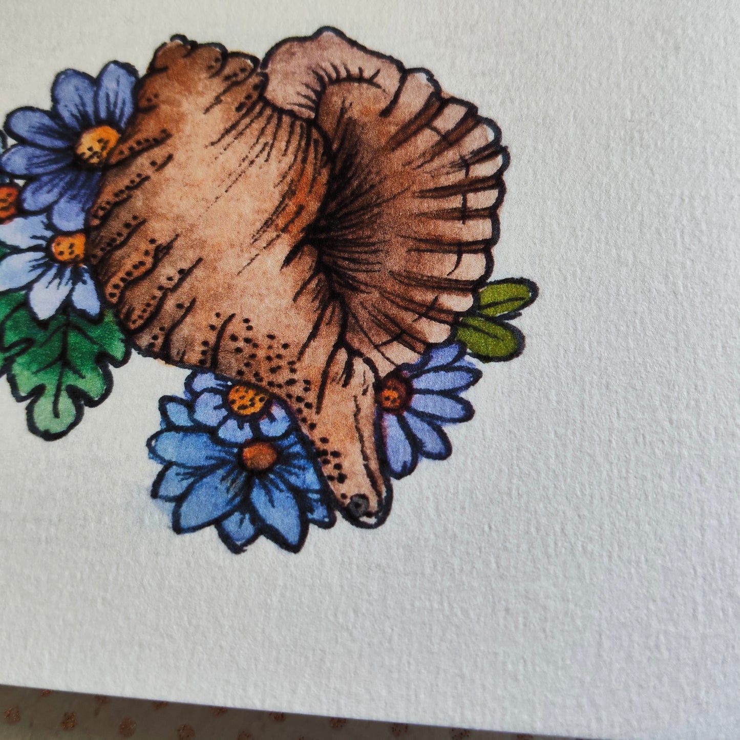 Carte Coquillage et Fleurs Bleues – Illustration Marine
